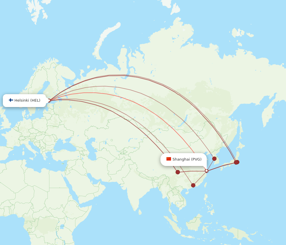 HEL-PVG flight routes