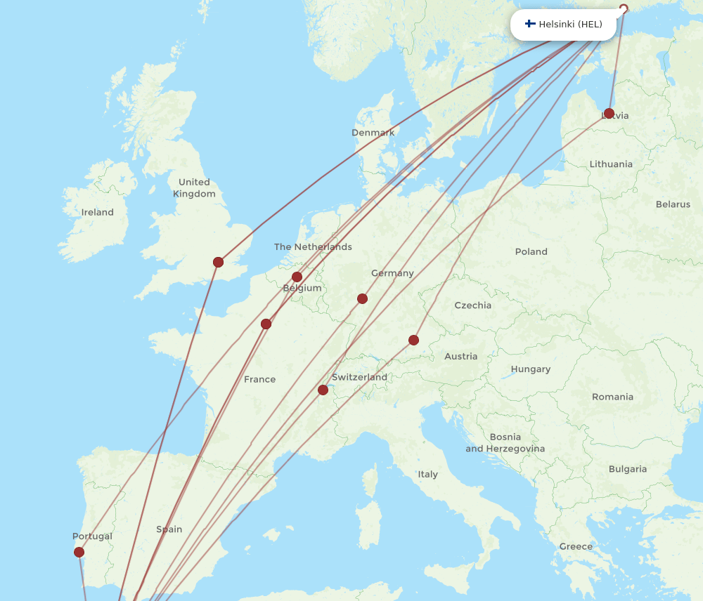HEL-RAK flight routes