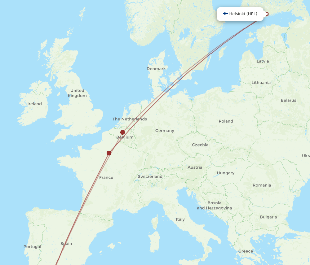 HEL-RBA flight routes