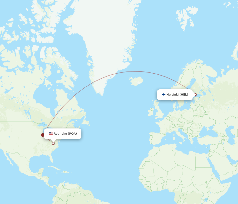 HEL-ROA flight routes