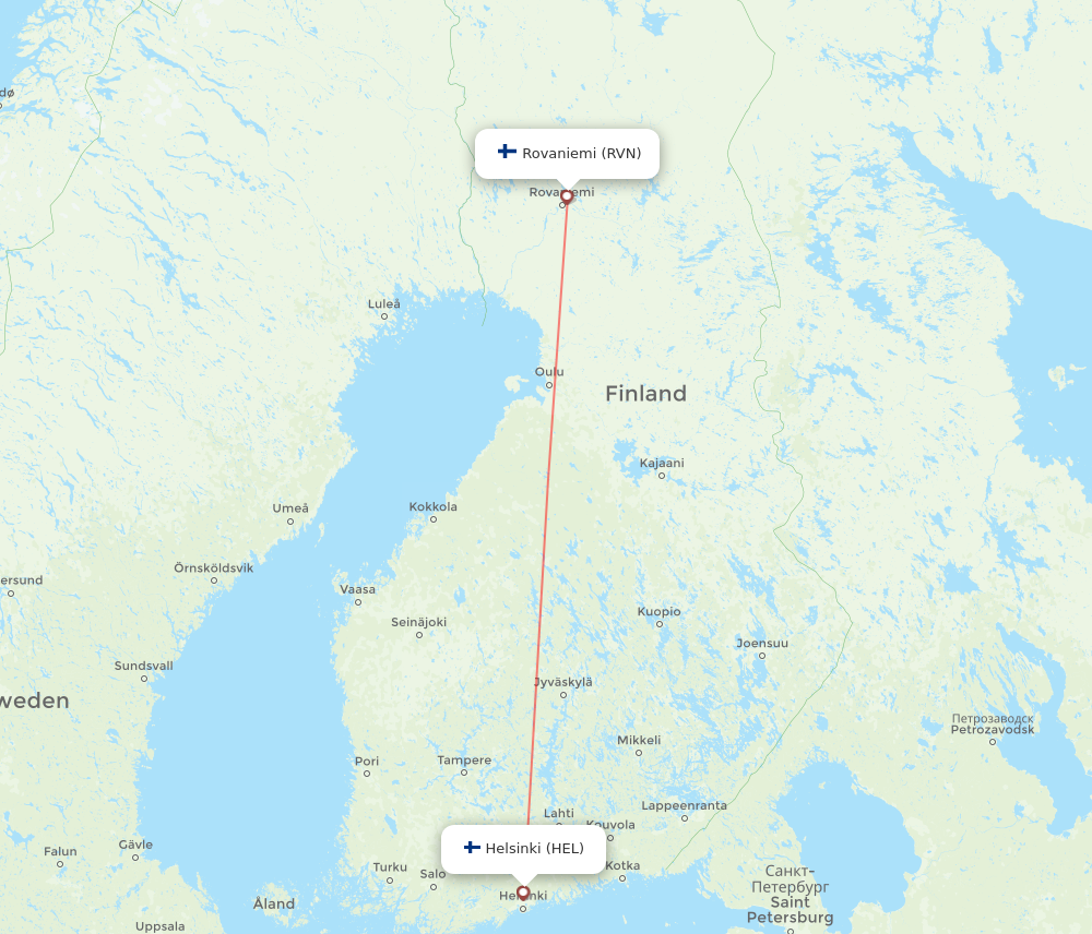 HEL to RVN flights and routes map