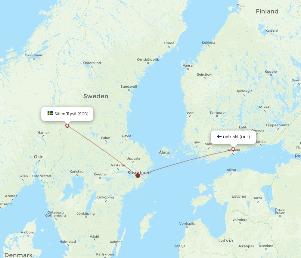HEL to SCR flights and routes map