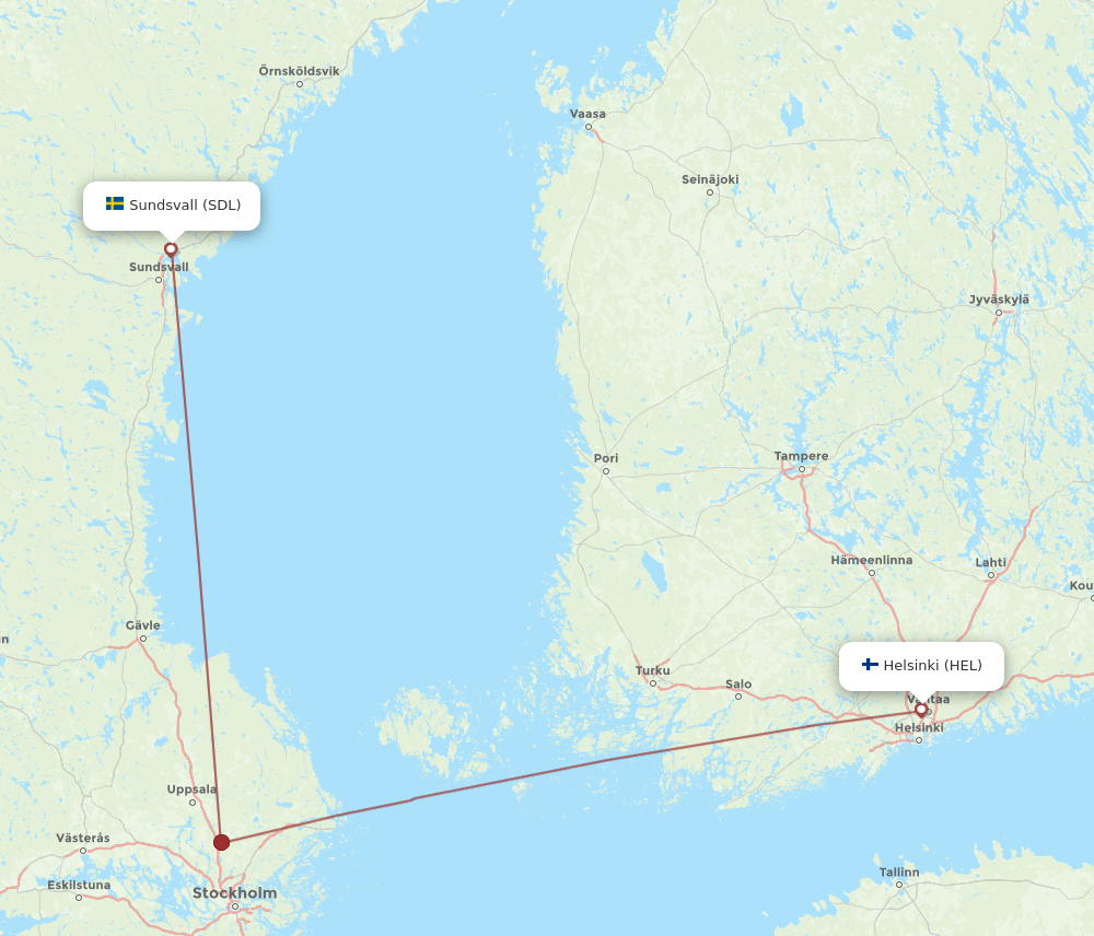 HEL-SDL flight routes