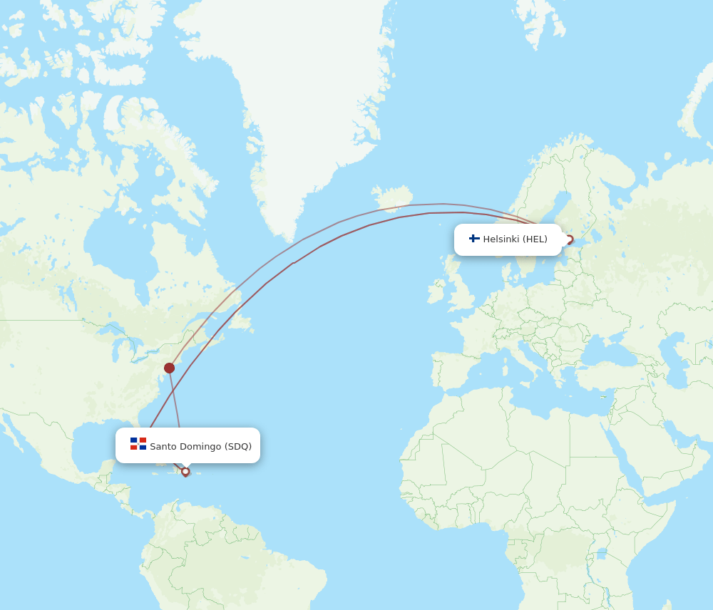 HEL-SDQ flight routes
