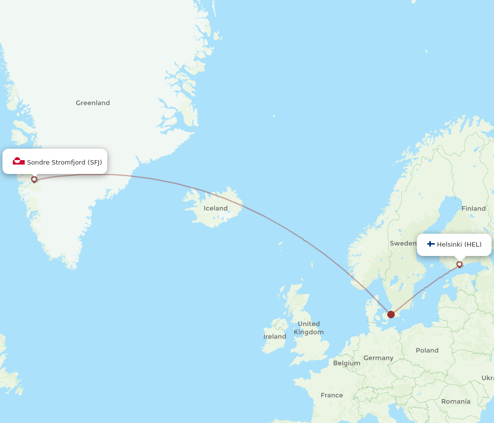 HEL-SFJ flight routes