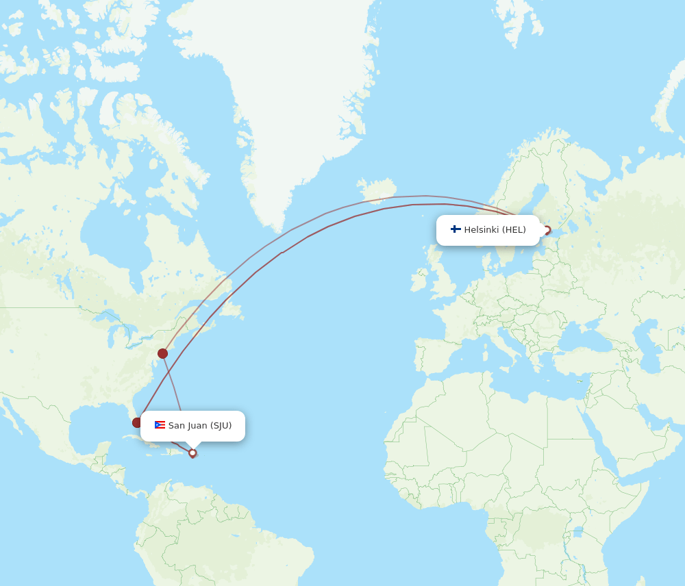 HEL-SJU flight routes