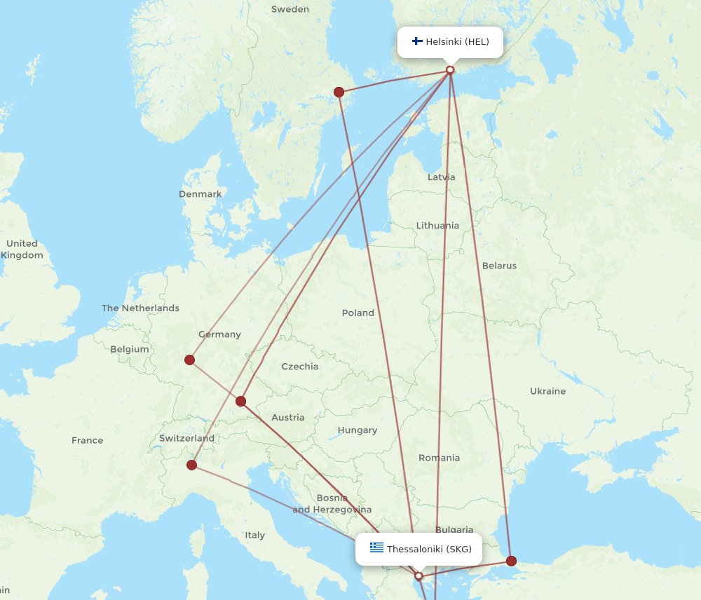 HEL-SKG flight routes