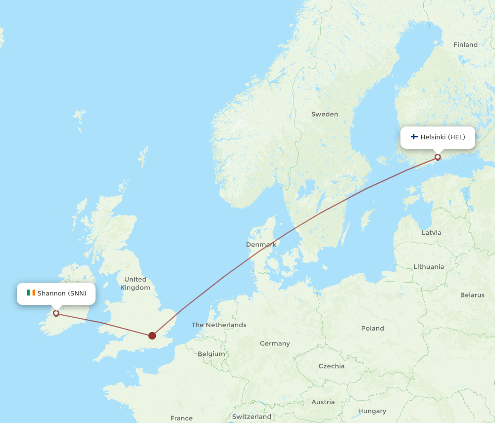 HEL-SNN flight routes