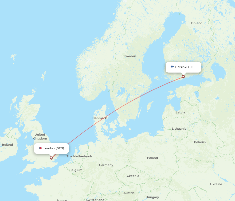 HEL-STN flight routes