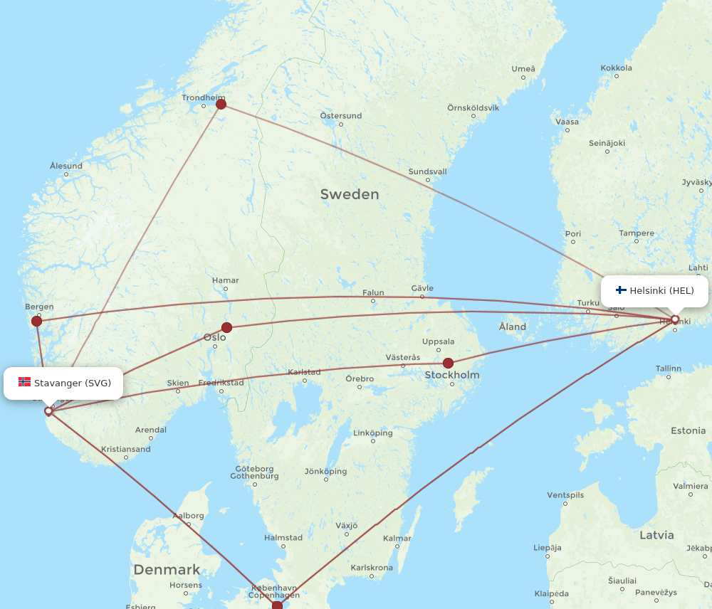 HEL-SVG flight routes