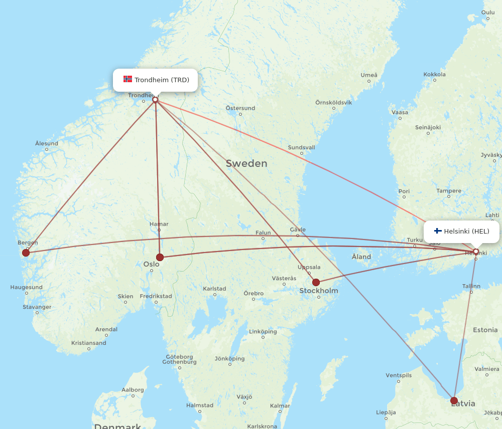 HEL-TRD flight routes