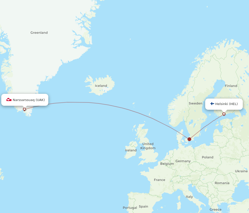 HEL-UAK flight routes