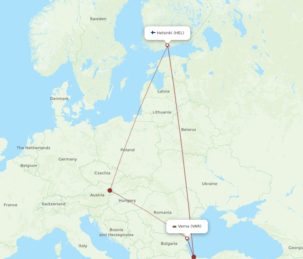 HEL-VAR flight routes