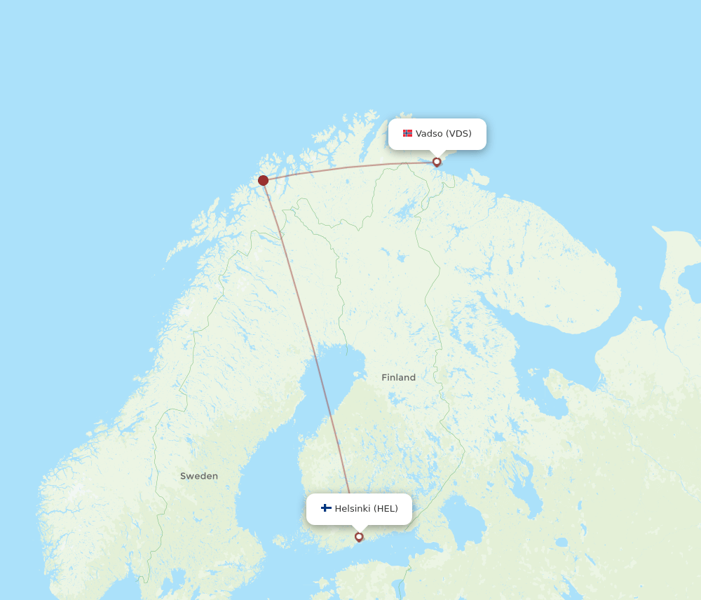 HEL to VDS flights and routes map
