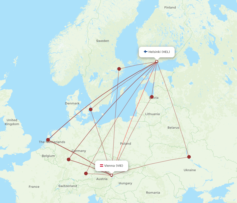 HEL-VIE flight routes