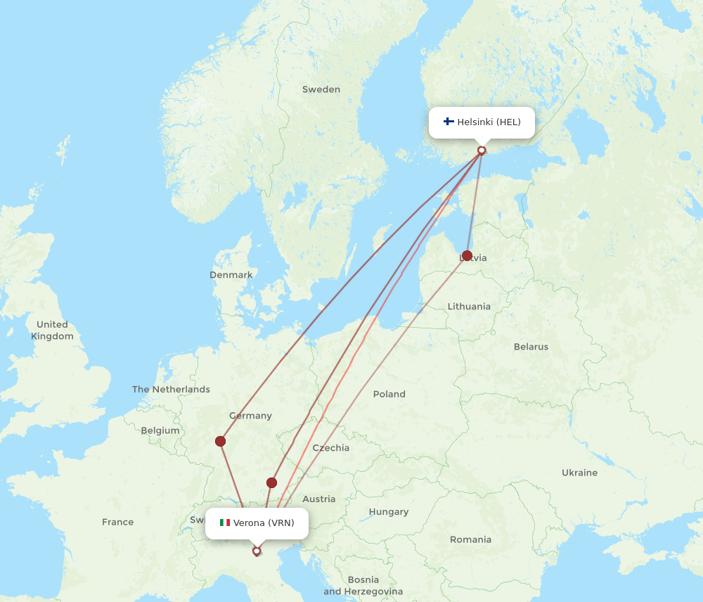 HEL-VRN flight routes