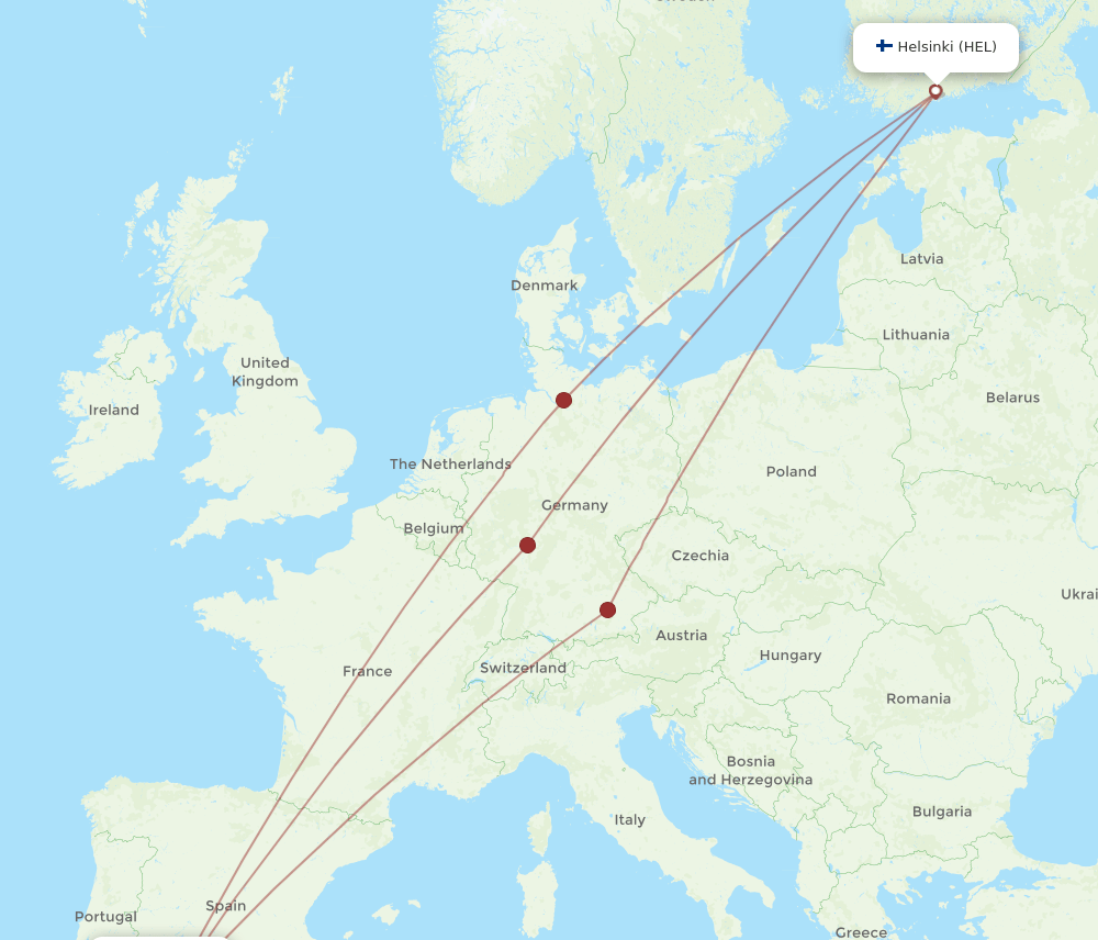 HEL-XRY flight routes
