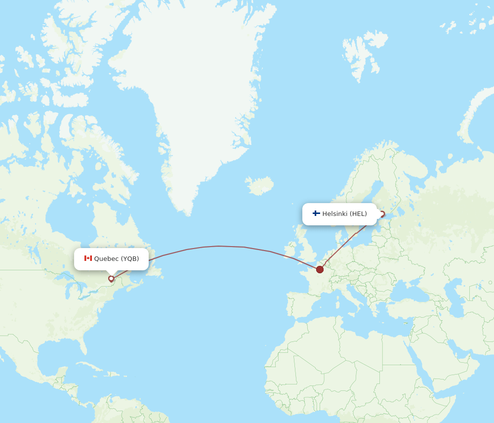 HEL-YQB flight routes