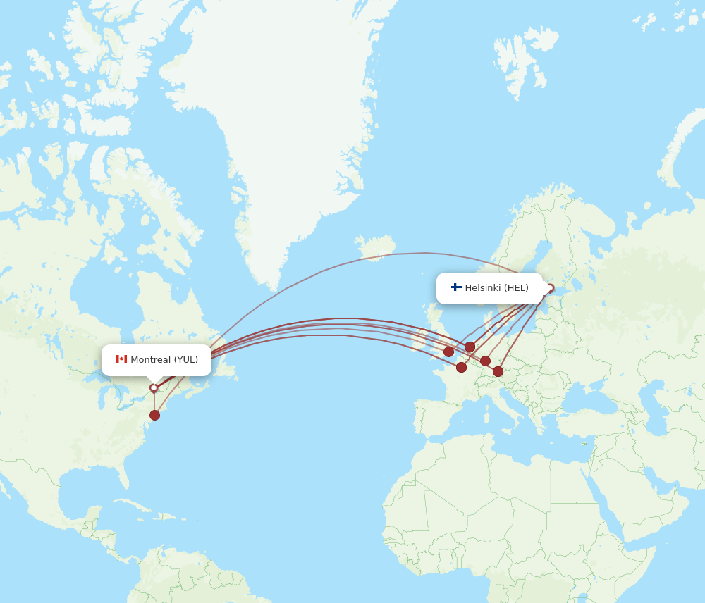 HEL-YUL flight routes