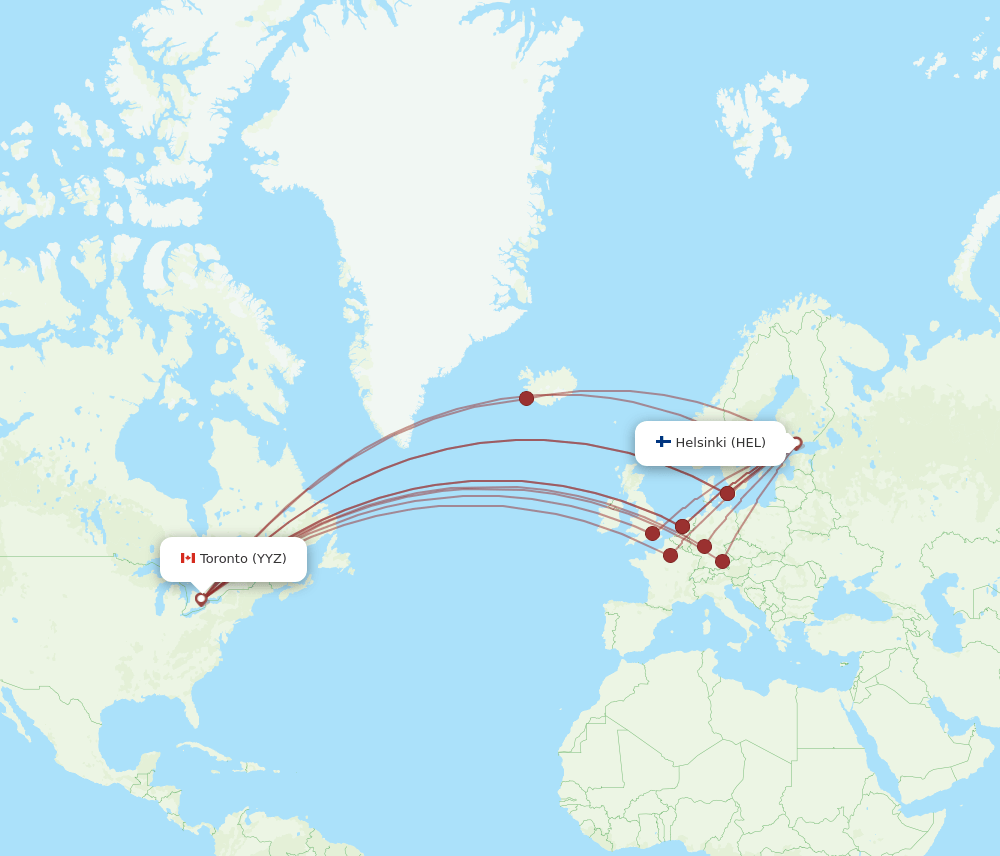 HEL-YYZ flight routes