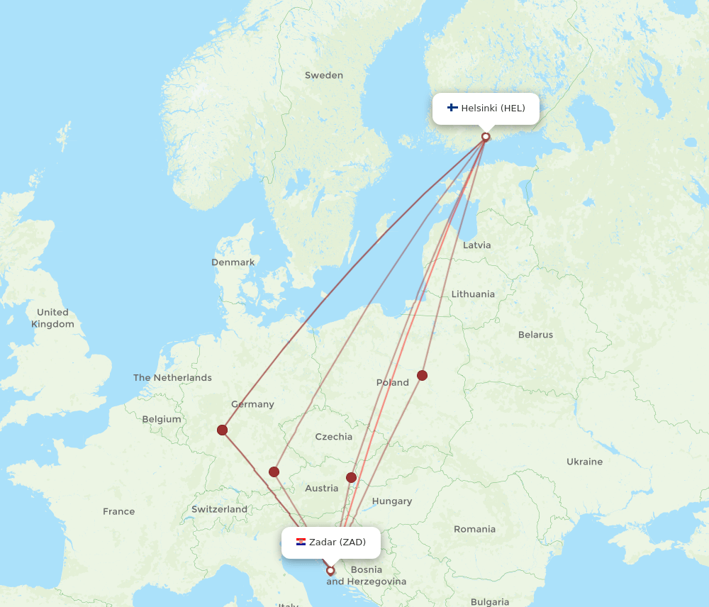 HEL-ZAD flight routes