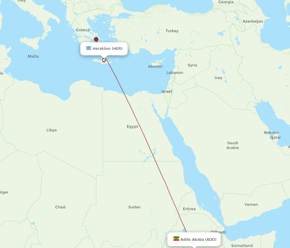 HER to ADD flights and routes map