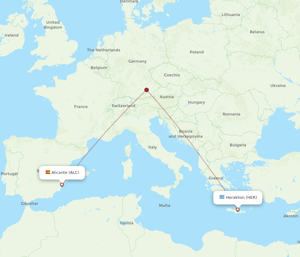 HER to ALC flights and routes map