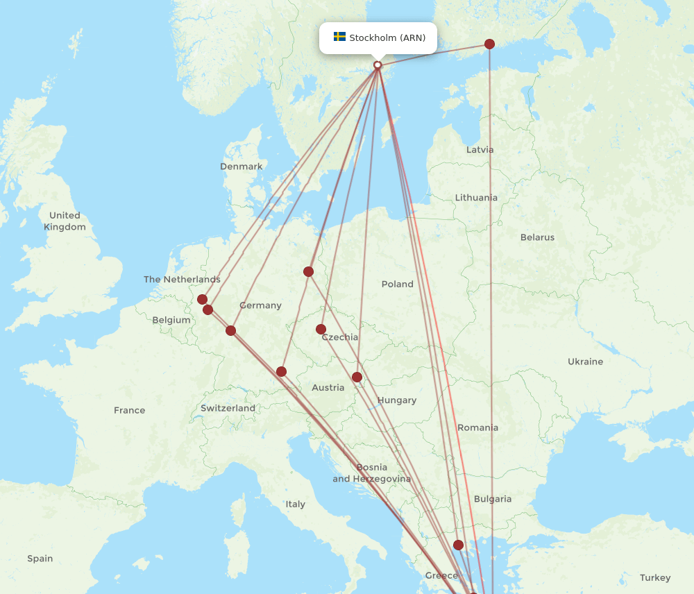 HER to ARN flights and routes map