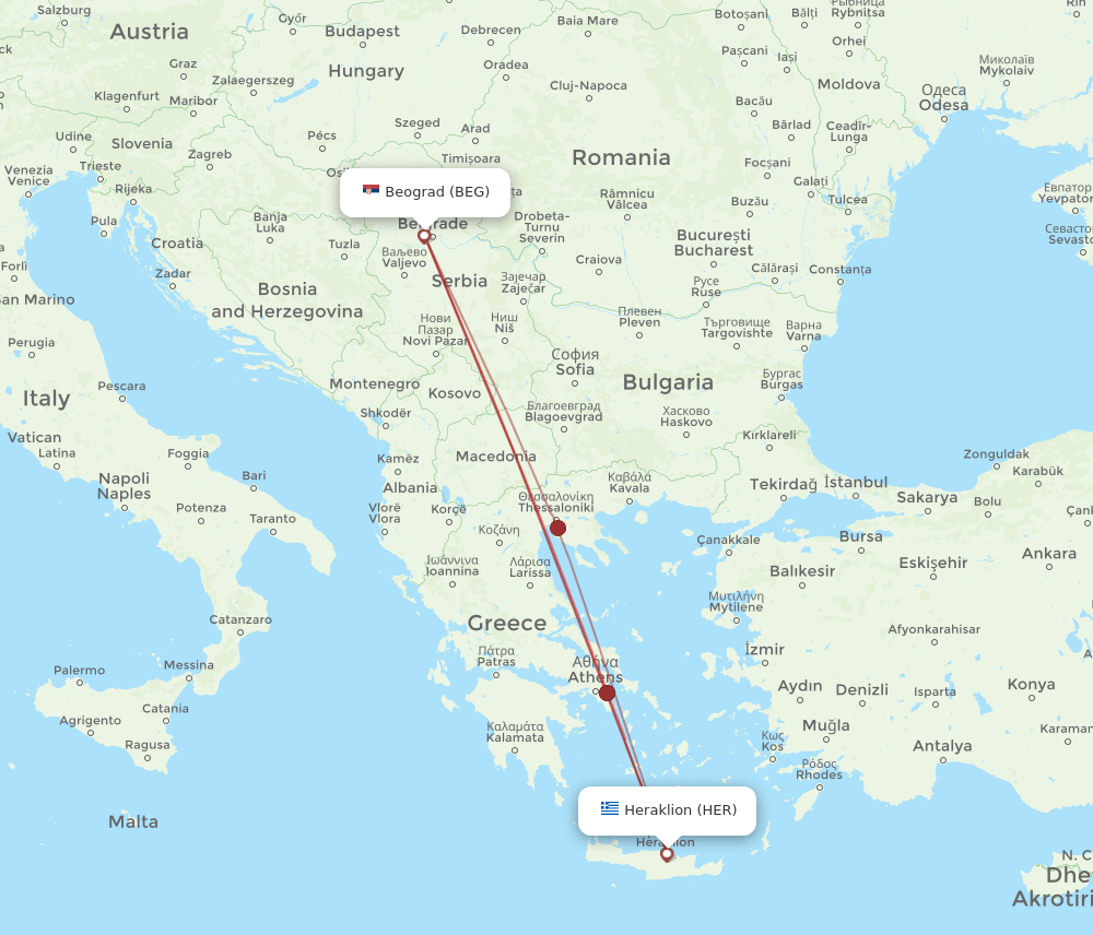 HER-BEG flight routes