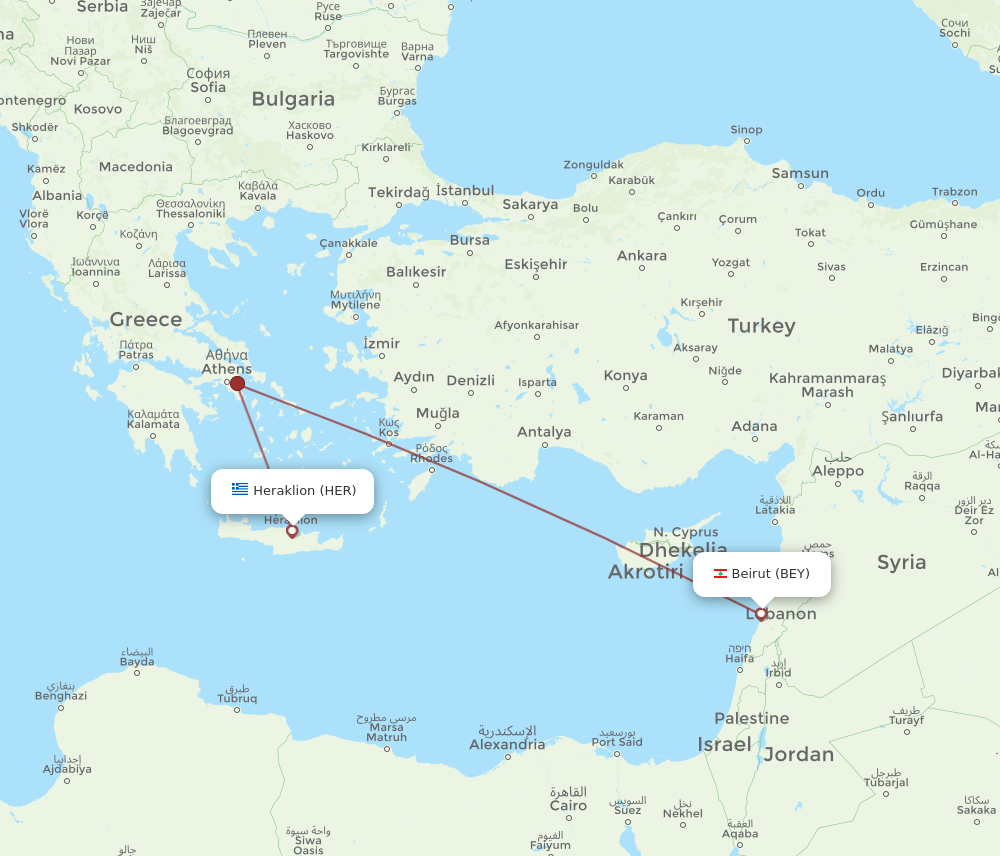 HER-BEY flight routes