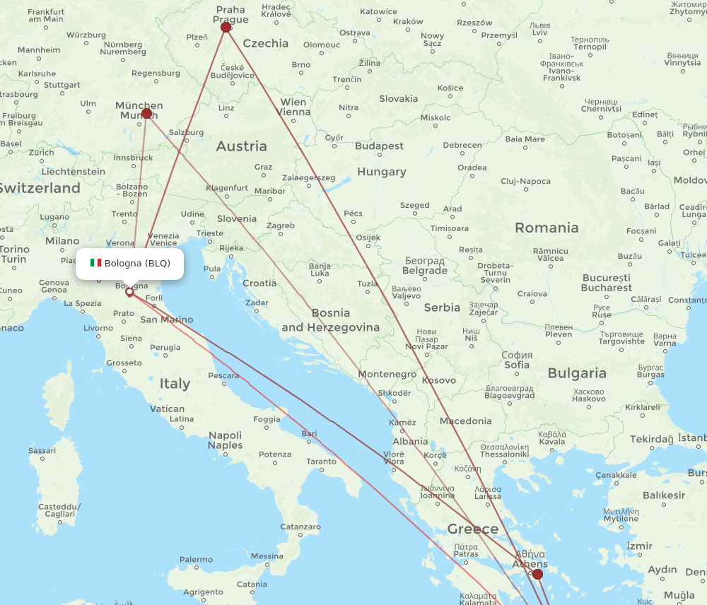 HER to BLQ flights and routes map