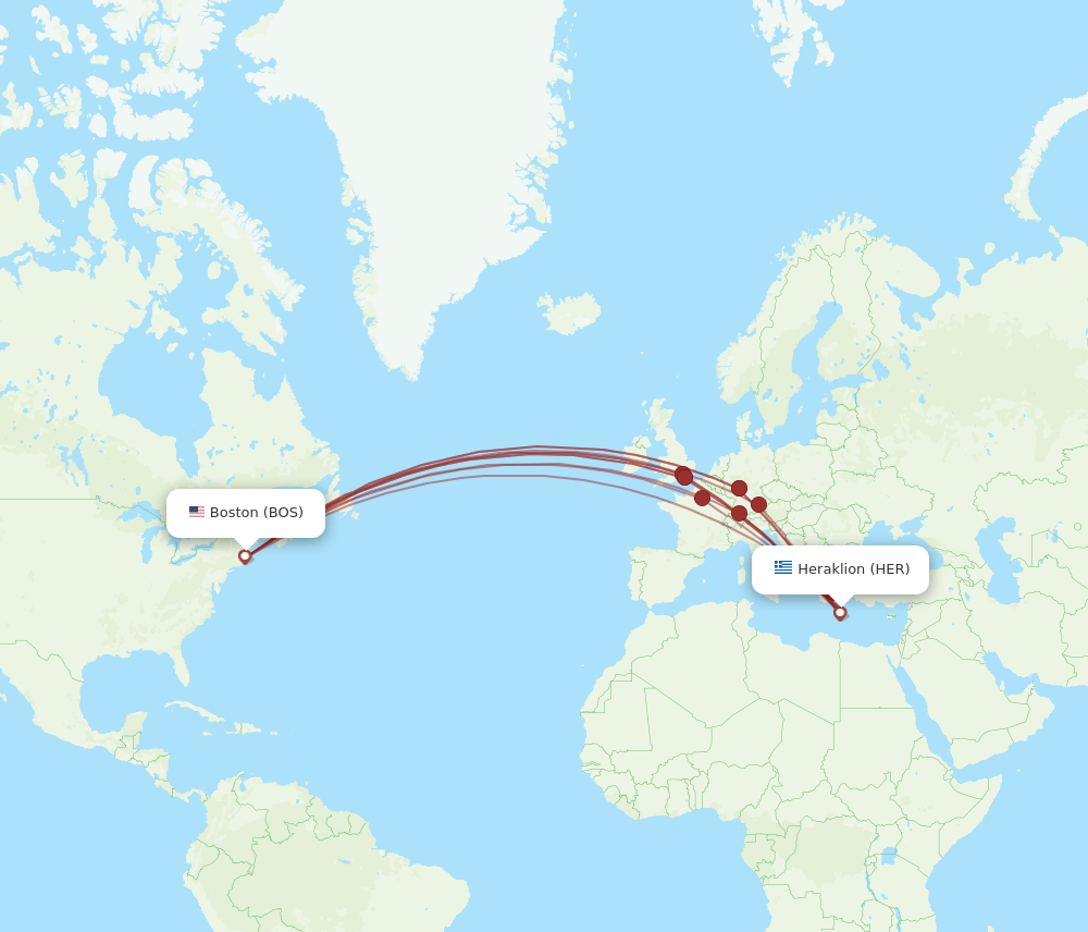 HER-BOS flight routes