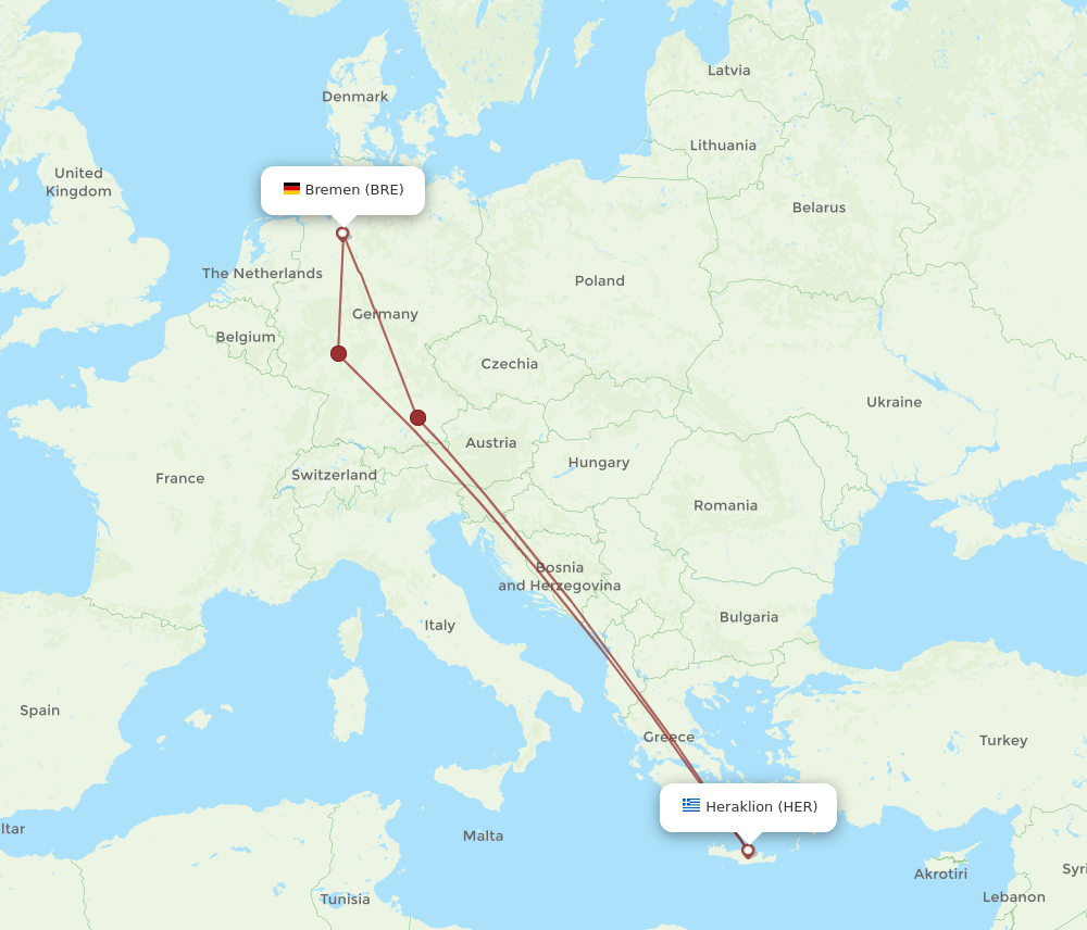 HER-BRE flight routes