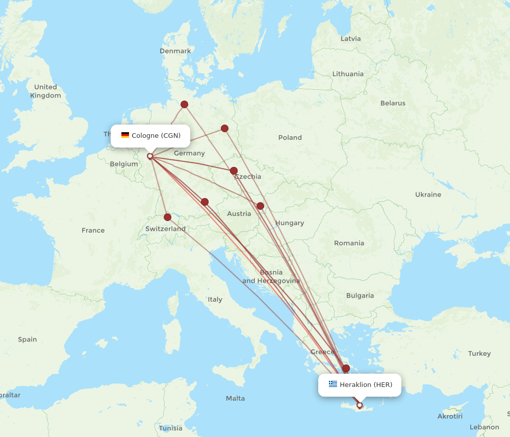 HER-CGN flight routes
