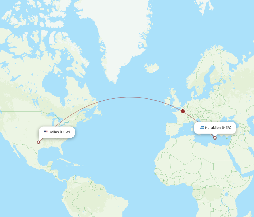 HER-DFW flight routes