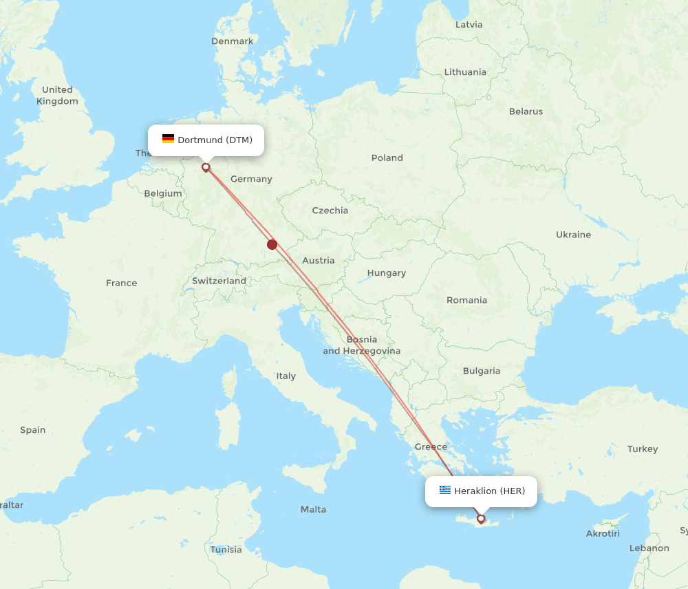 HER to DTM flights and routes map