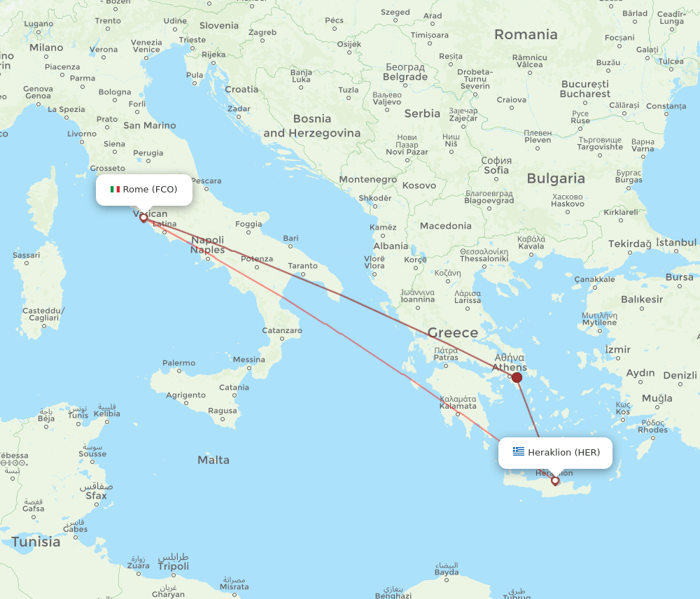 HER-FCO flight routes