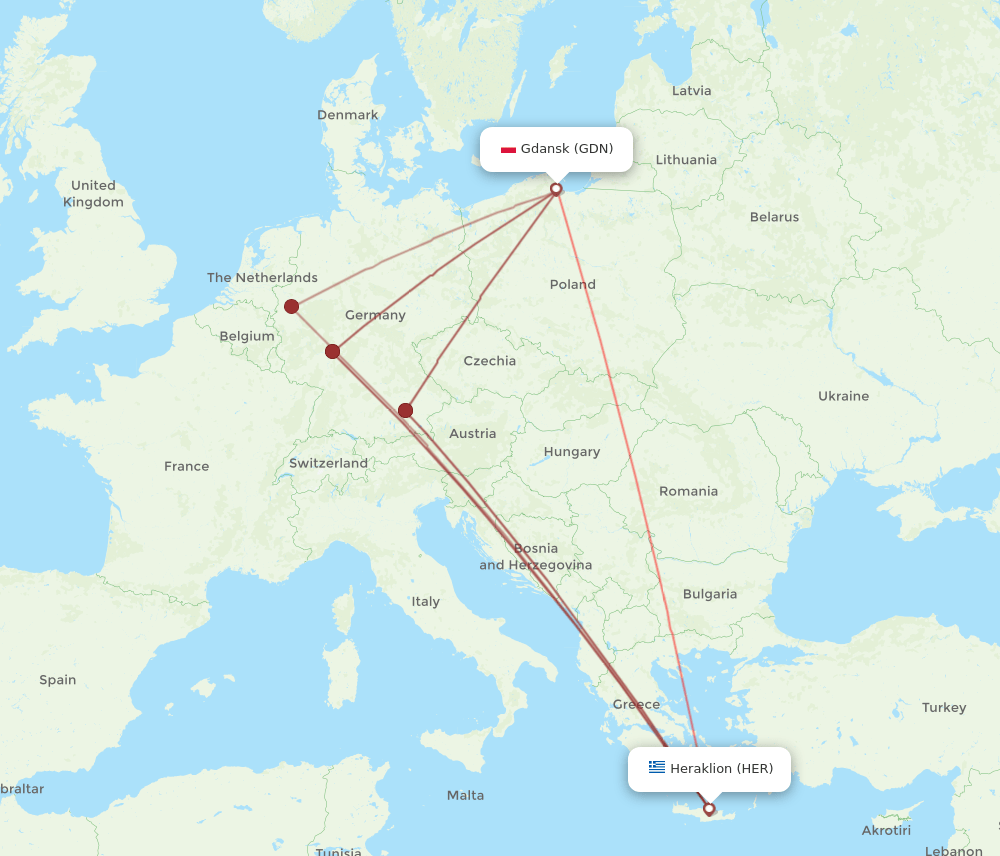 HER-GDN flight routes