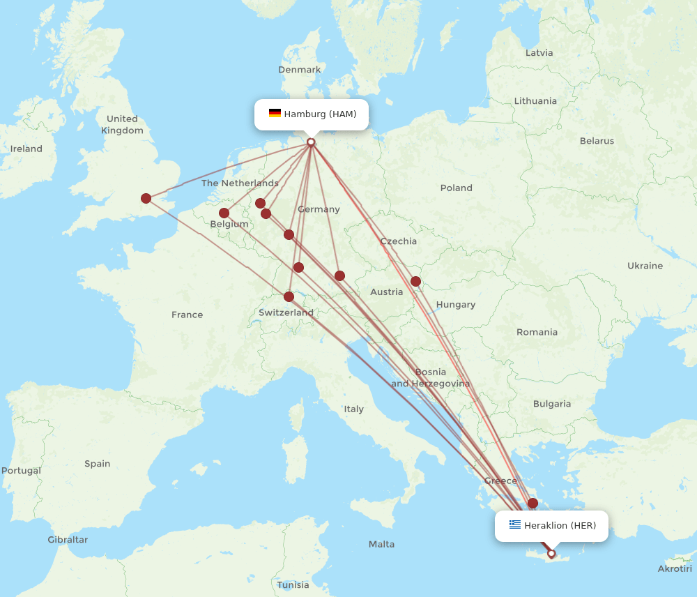 HER-HAM flight routes
