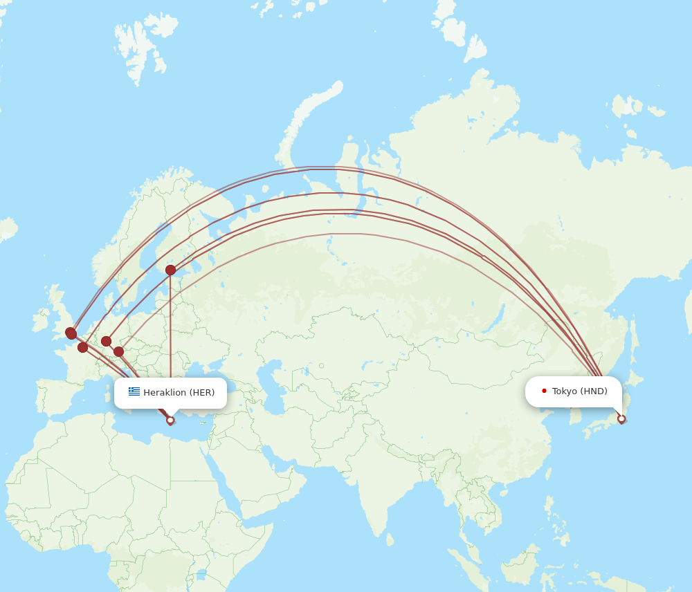 HER-HND flight routes