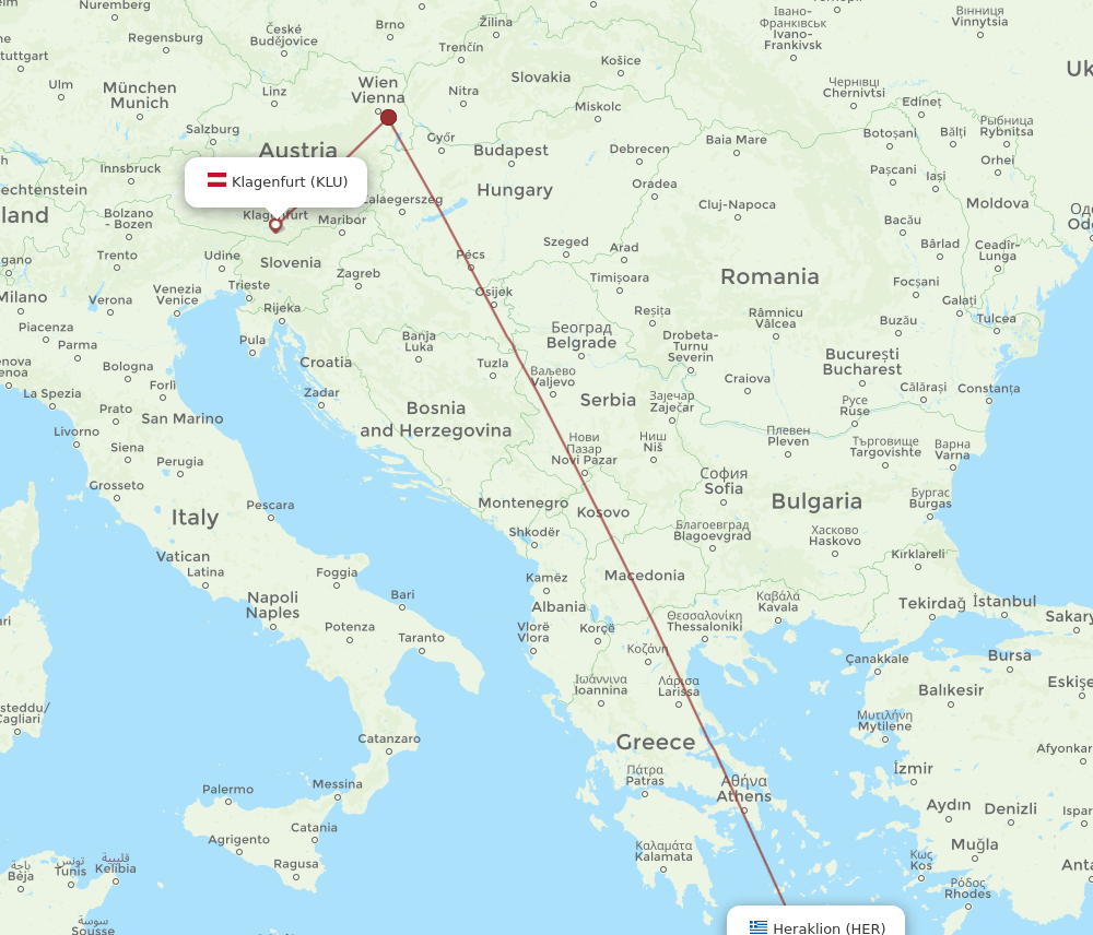 HER-KLU flight routes