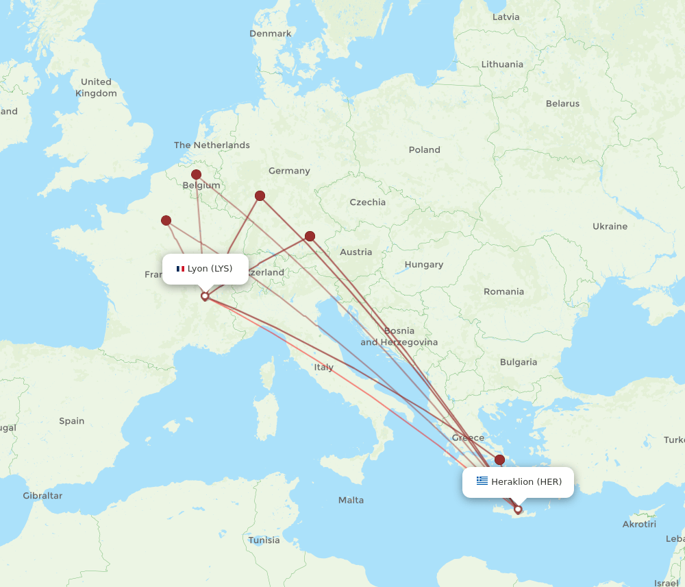 HER-LYS flight routes