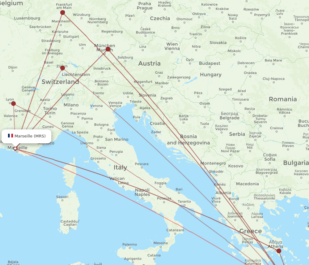 HER to MRS flights and routes map