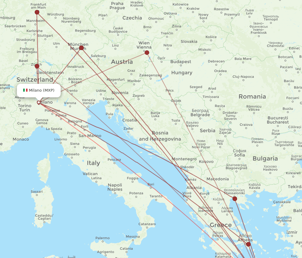 HER to MXP flights and routes map