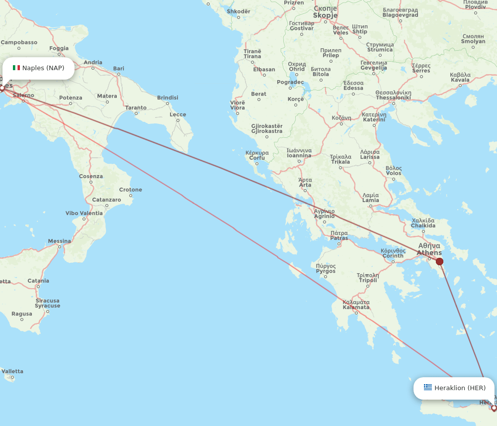 HER to NAP flights and routes map