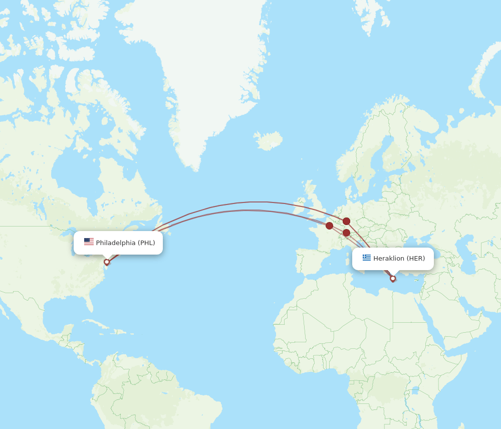 HER-PHL flight routes