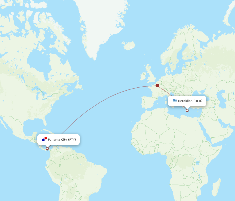 HER to PTY flights and routes map