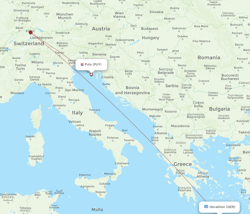 HER-PUY flight routes