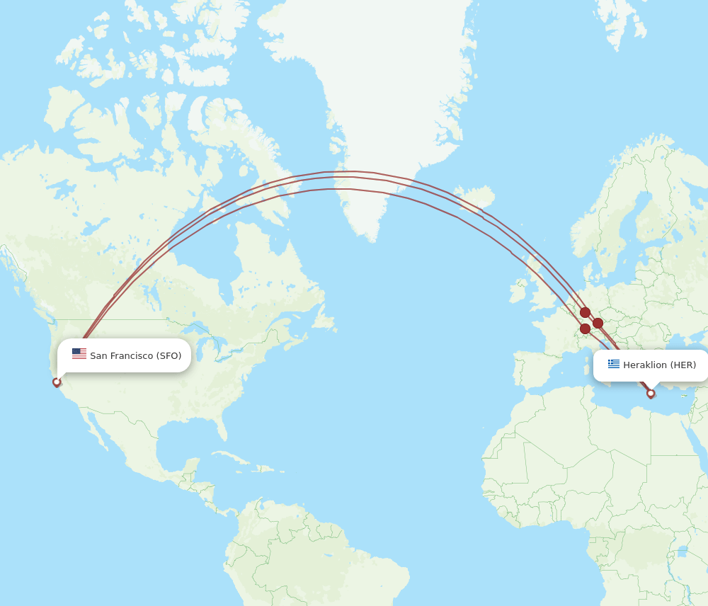 HER-SFO flight routes
