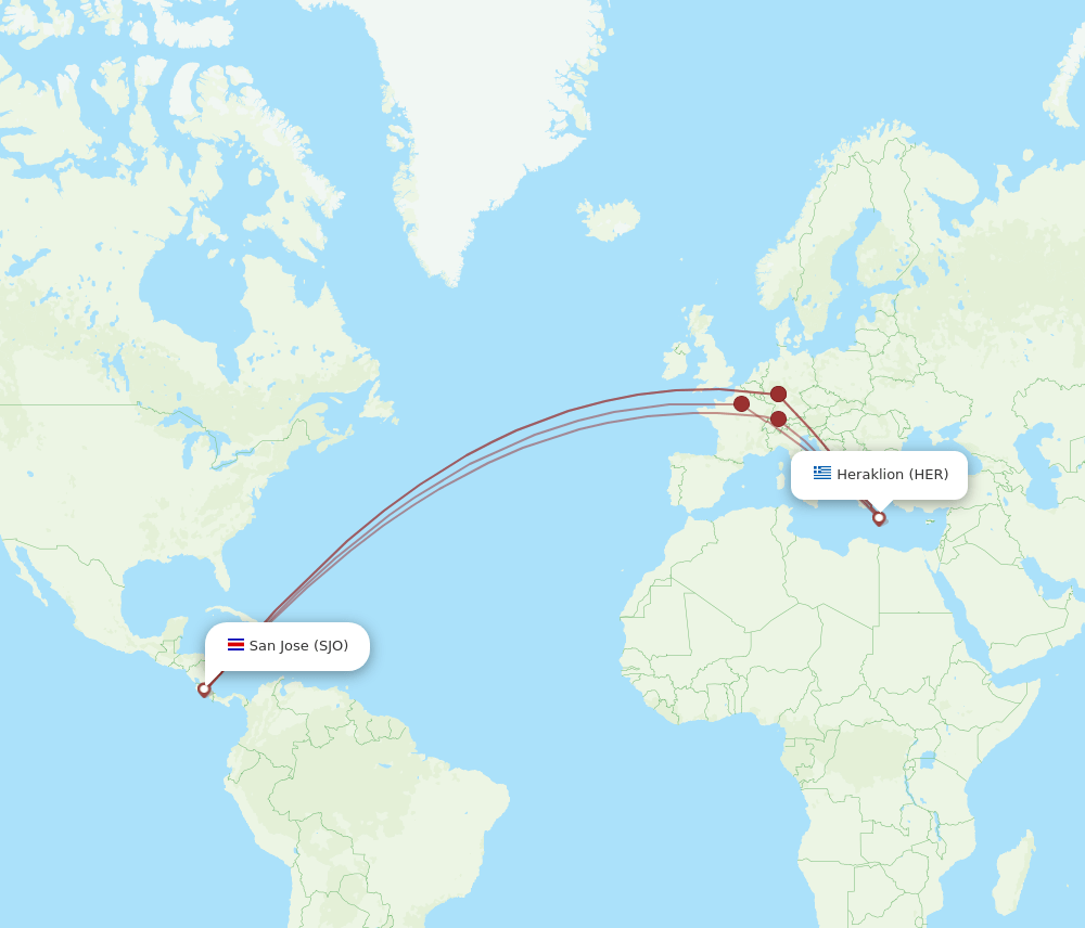 HER-SJO flight routes